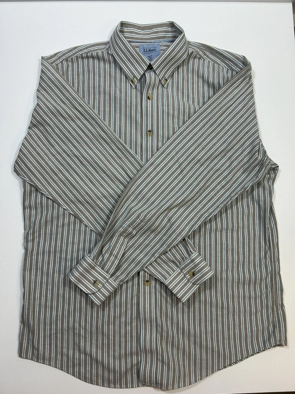 L.L. Bean Men's Striped Button-Down Shirt, Trim Fit, Size L